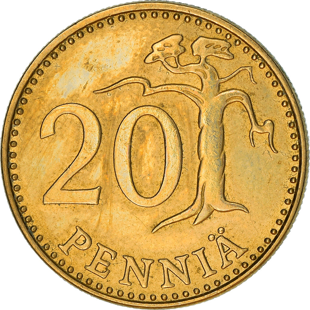 Münze, Finnland, 20 Pennia, 1987, S+, Aluminum-Bronze, KM:47