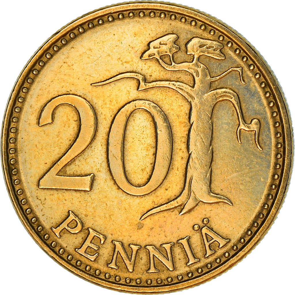 Coin, Finland, 20 Pennia, 1989, EF(40-45), Aluminum-Bronze, KM:47
