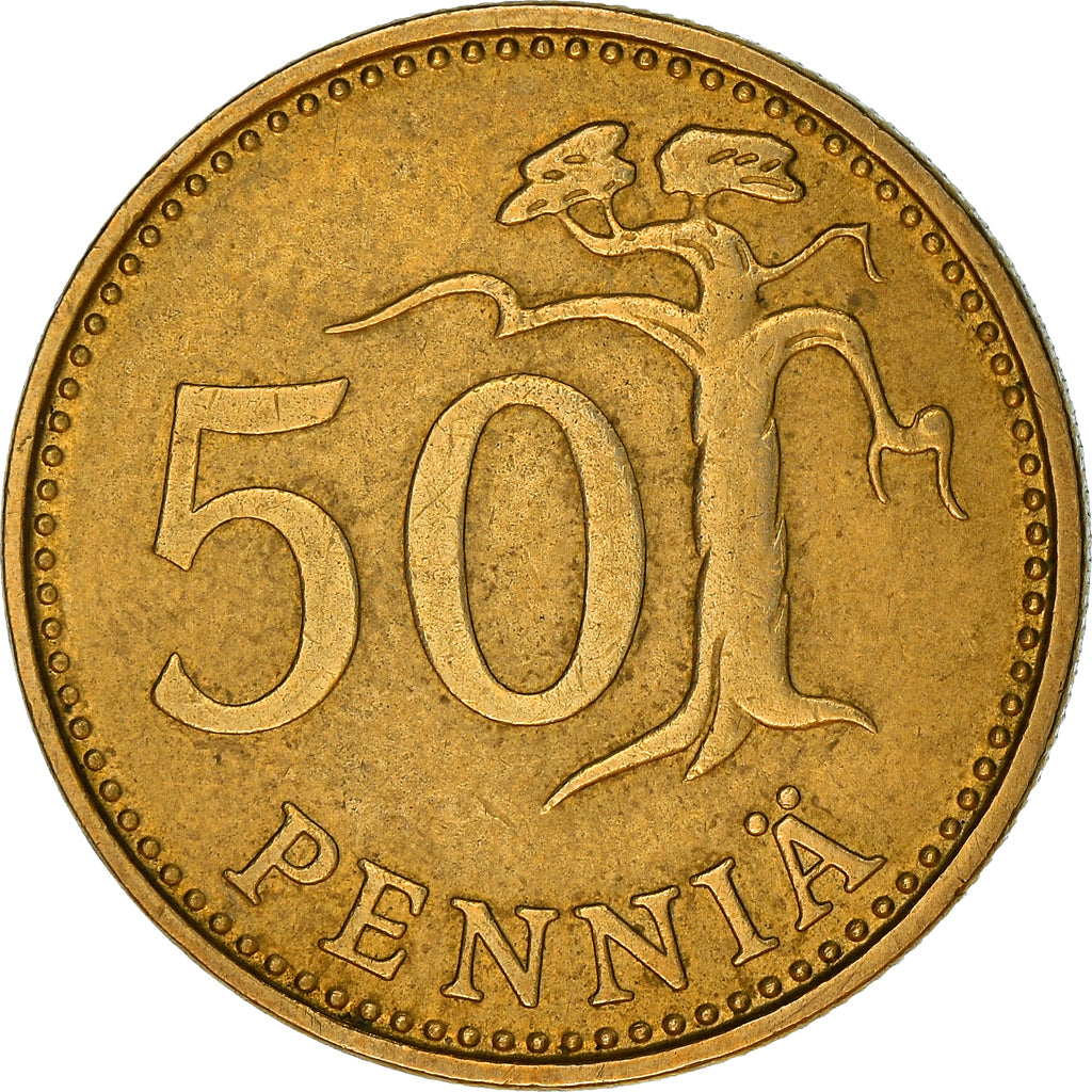 Coin, Finland, 50 Penniä, 1971, AU(50-53), Aluminum-Bronze, KM:48