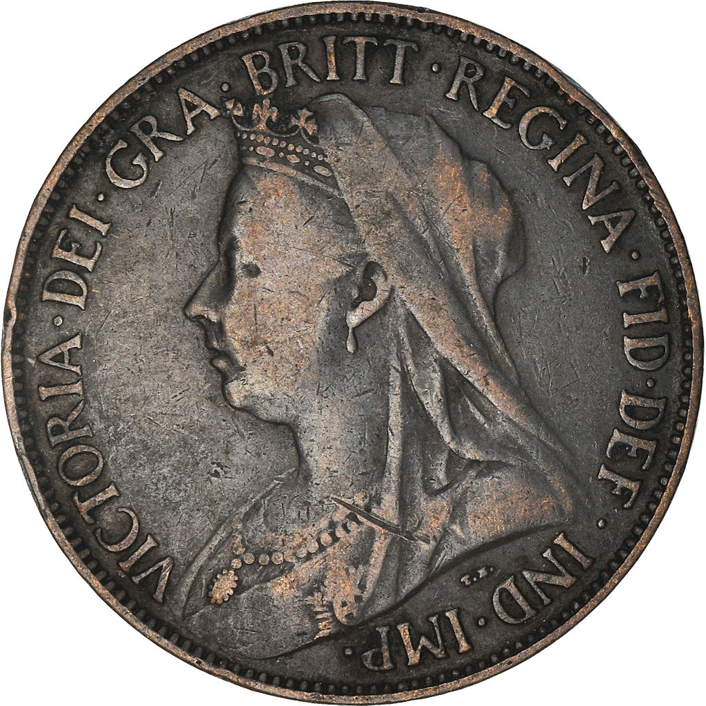 Moneda, Gran Bretaña, Victoria, 1/2 Penny, 1895, BC+, Bronce, KM:789