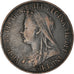 Moneda, Gran Bretaña, Victoria, 1/2 Penny, 1895, BC+, Bronce, KM:789