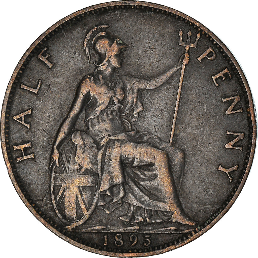 Moneda, Gran Bretaña, Victoria, 1/2 Penny, 1895, BC+, Bronce, KM:789