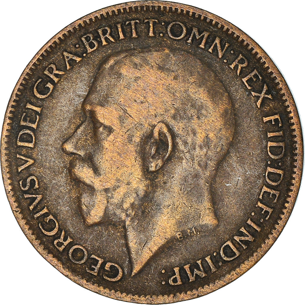 Moneda, Gran Bretaña, George V, Farthing, 1915, BC+, Bronce, KM:808.1