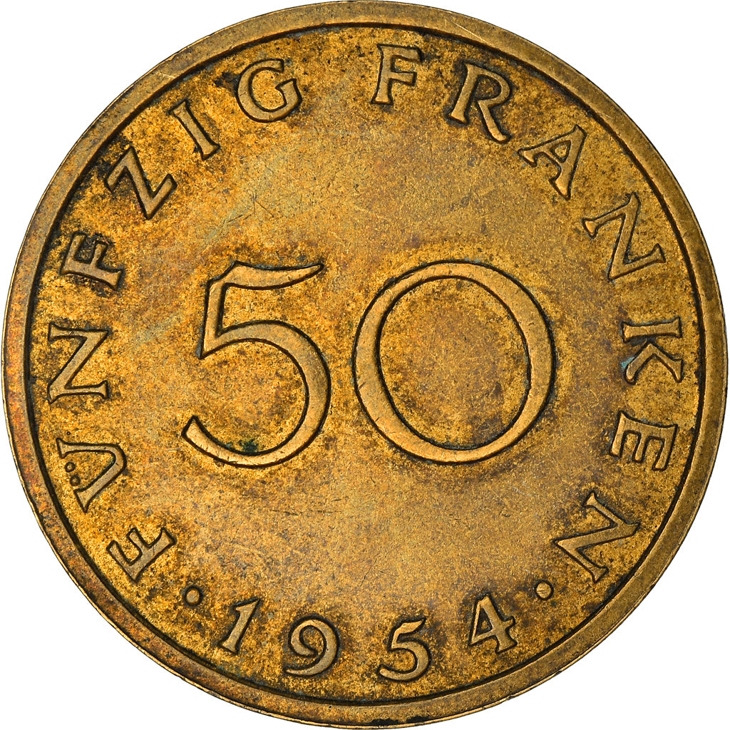 Moneta, SAARLAND, 50 Franken, 1954, Paris, BB, Alluminio-bronzo, KM:3