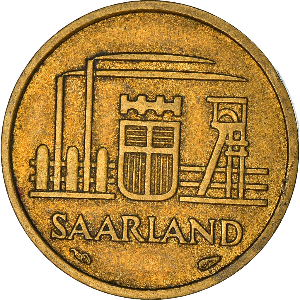 Coin, SAARLAND, 10 Franken, 1954, Paris, VF(30-35), Aluminum-Bronze, KM:1