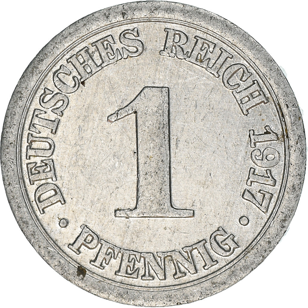 Coin, GERMANY - EMPIRE, Wilhelm II, Pfennig, 1917, Berlin, AU(50-53), Aluminum