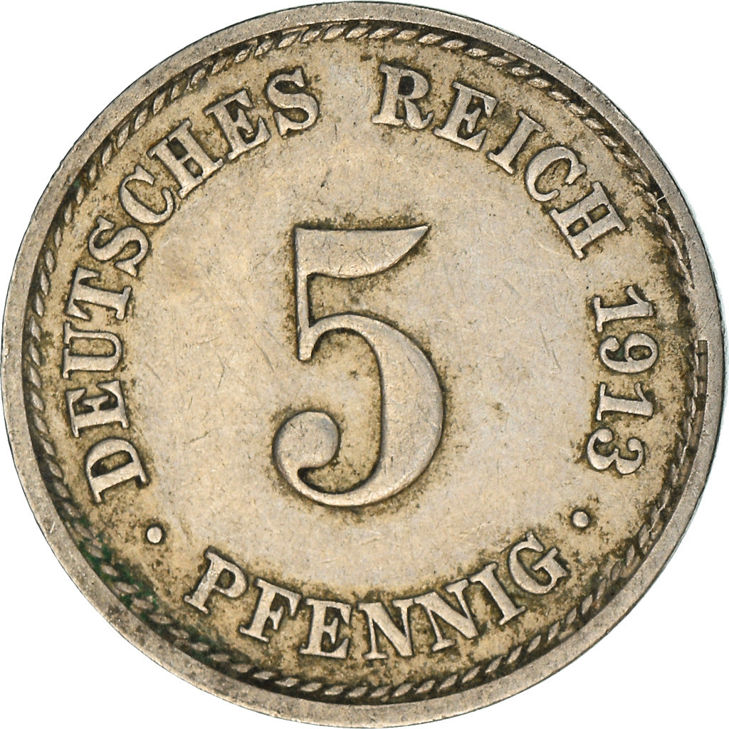Coin, GERMANY - EMPIRE, Wilhelm II, 5 Pfennig, 1913, Berlin, AU(50-53)
