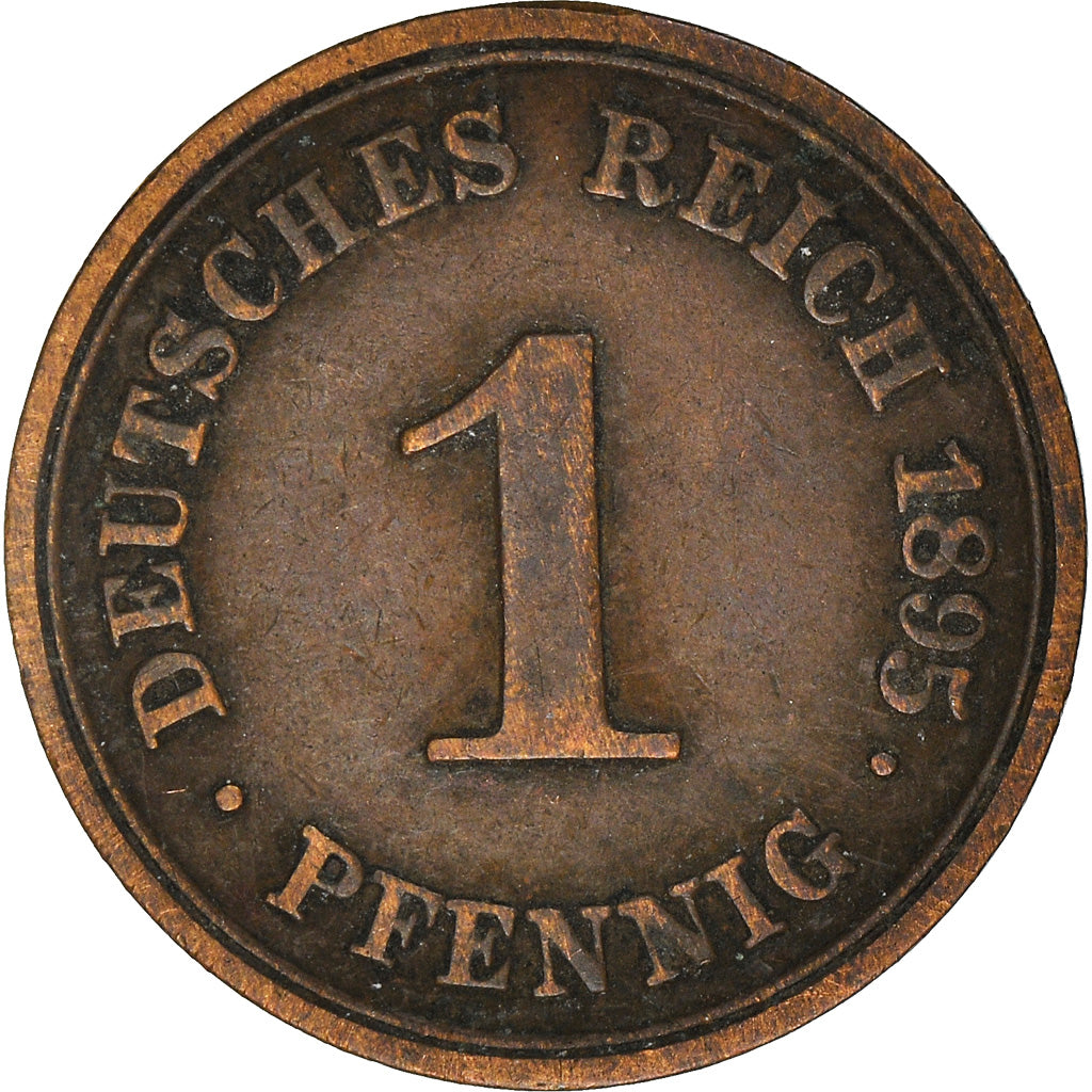 Coin, GERMANY - EMPIRE, Wilhelm II, Pfennig, 1895, Stuttgart, EF(40-45), Copper