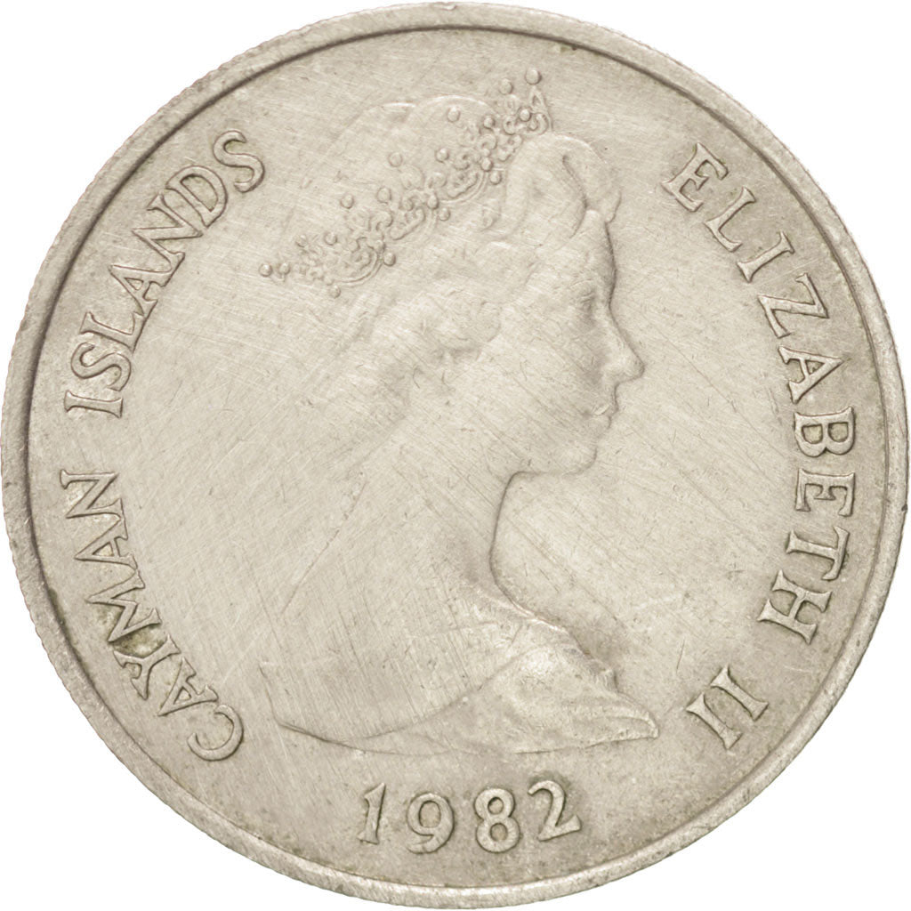 CAYMAN ISLANDS, 25 Cents, 1982, British Royal Mint, KM #4, AU(50-53),...