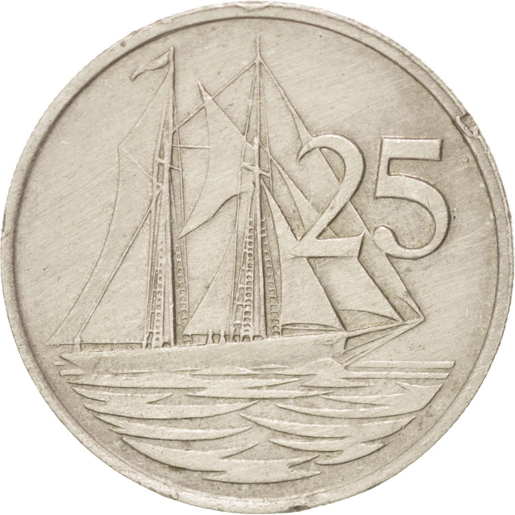 CAYMAN ISLANDS, 25 Cents, 1982, British Royal Mint, KM #4, AU(50-53),...