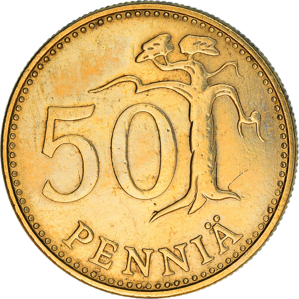 Moneta, Finlandia, 50 Penniä, 1975, MB+, Alluminio-bronzo, KM:48