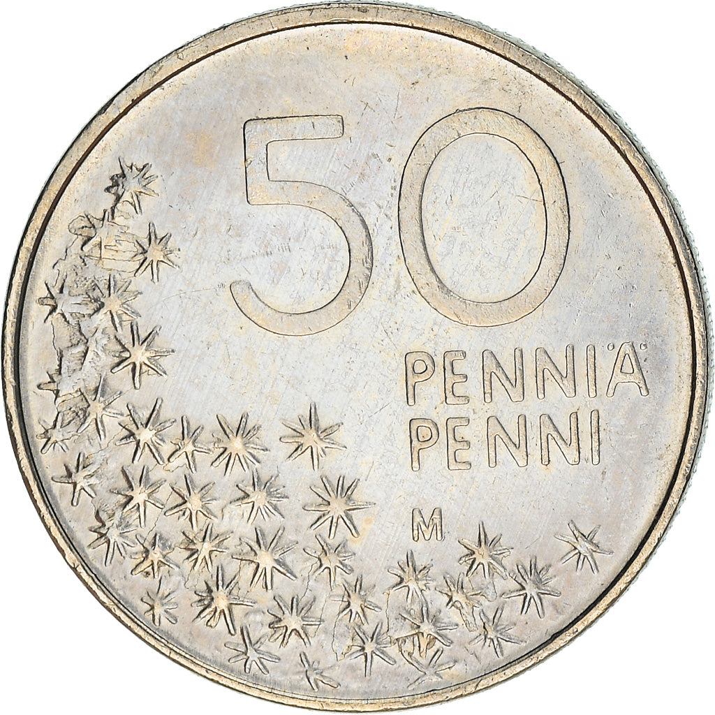 Moeda, Finlândia, 50 Penniä, 1990, AU(50-53), Cobre-níquel, KM:66