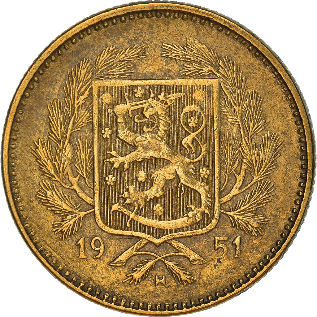 Moneta, Finlandia, 5 Markkaa, 1951, BB+, Ottone, KM:31a