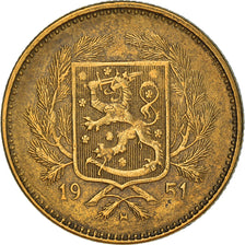 Moneta, Finlandia, 5 Markkaa, 1951, AU(50-53), Mosiądz, KM:31a