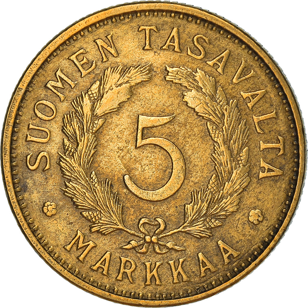 Moneta, Finlandia, 5 Markkaa, 1951, BB+, Ottone, KM:31a