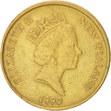 Coin, New Zealand, Elizabeth II, 2 Dollars, 1990, EF(40-45), Aluminum-Bronze