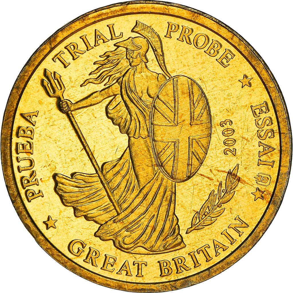 Great Britain, 10 Euro Cent, 2003, unofficial private coin, MS(60-62), Brass