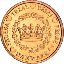 Denmark, 5 Euro Cent, 2003, unofficial private coin, AU(55-58), Copper Plated