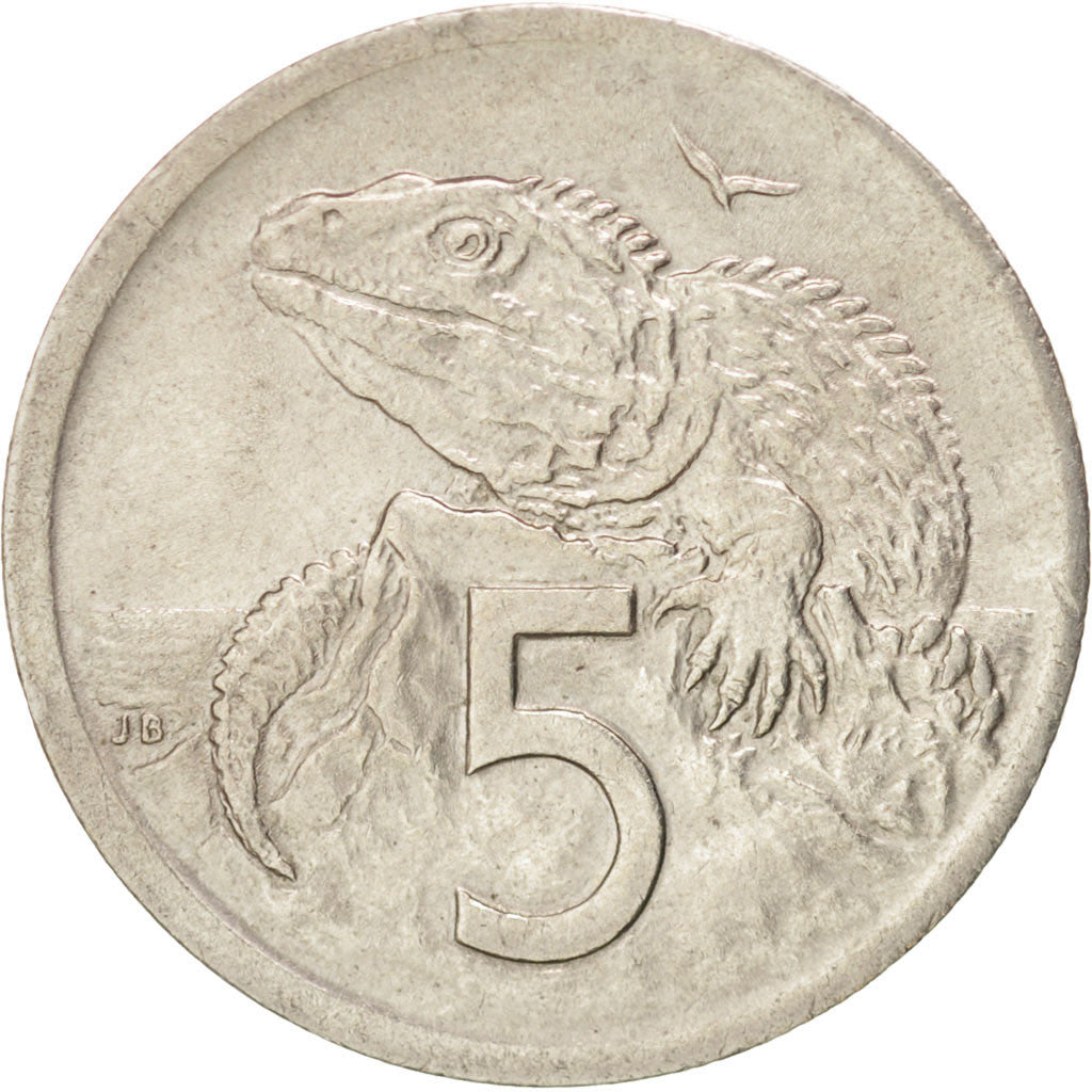 Coin, New Zealand, Elizabeth II, 5 Cents, 1973, AU(55-58), Copper-nickel