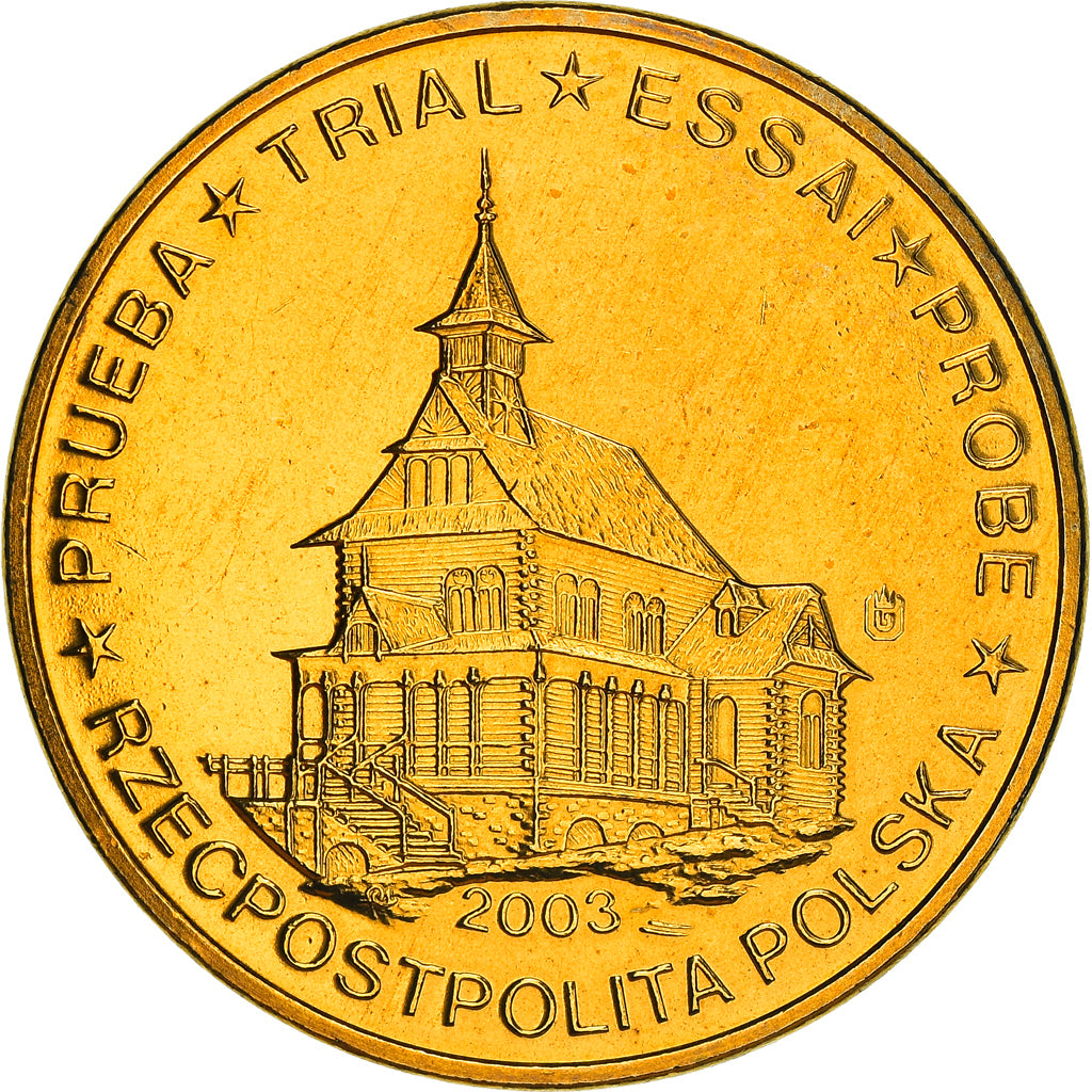Poland, 50 Euro Cent, 2003, unofficial private coin, MS(60-62), Brass