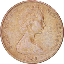 NEW ZEALAND, 2 Cents, 1969, KM #32.1, AU(50-53), Bronze, 21.08, 4.30