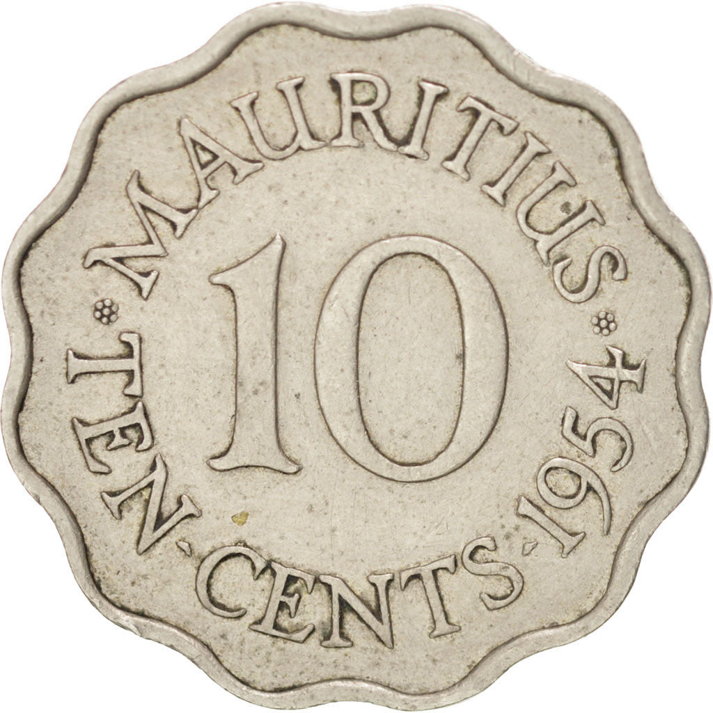 Coin, Mauritius, Elizabeth II, 10 Cents, 1954, VF(20-25), Copper-nickel, KM:33