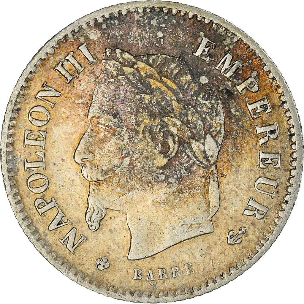 Moneta, Francja, Napoleon III, 20 Centimes, 1867, Strasbourg, EF(40-45), Srebro