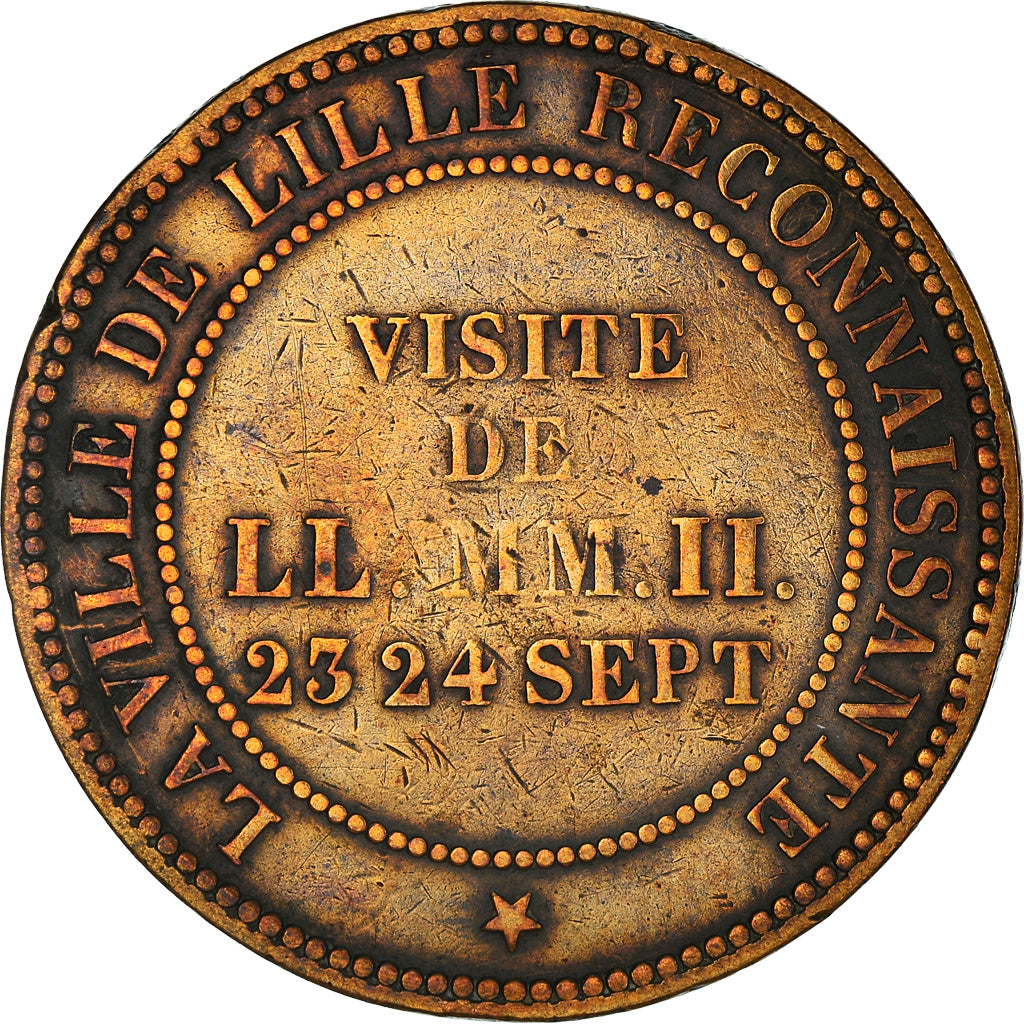 Francia, Token, Chamber of Commerce, Visite de Napoléon III à Lille, 1853