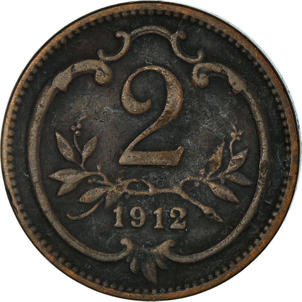 Coin, Austria, Franz Joseph I, 2 Heller, 1912, VF(20-25), Bronze, KM:2801