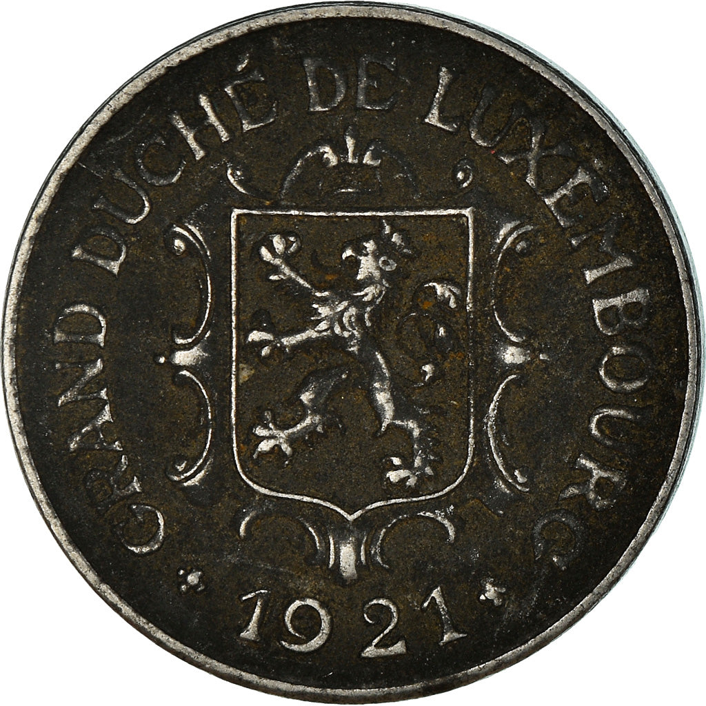 Moneta, Lussemburgo, Charlotte, 10 Centimes, 1921, MB+, Ferro, KM:31