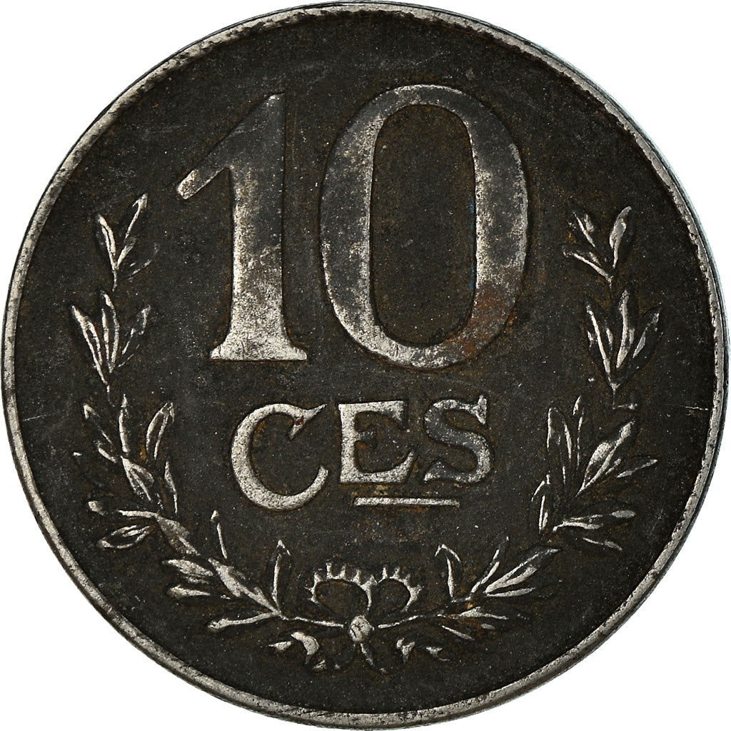Moneta, Lussemburgo, Charlotte, 10 Centimes, 1921, MB+, Ferro, KM:31
