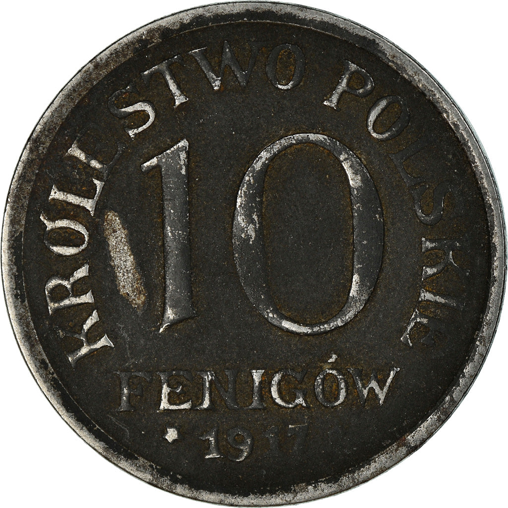 Moneta, Polonia, 10 Fenigow, 1917, Stuttgart, Germany, MB, Ferro, KM:6