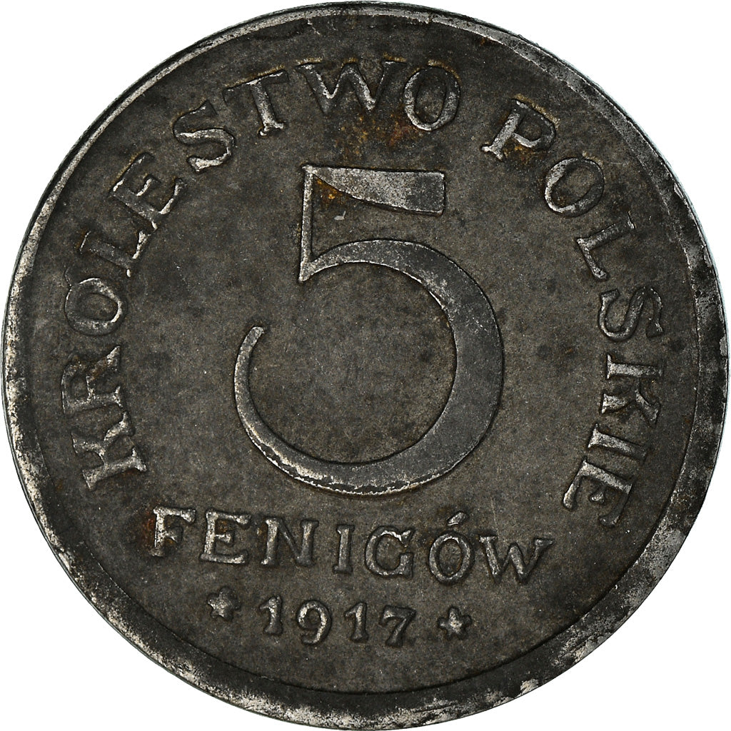 Coin, Poland, 5 Fenigow, 1917, Stuttgart, Germany, EF(40-45), Iron, KM:5