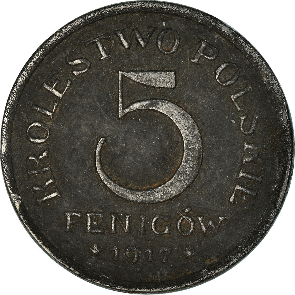 Coin, Poland, 5 Fenigow, 1917, Stuttgart, Germany, VF(30-35), Iron, KM:5