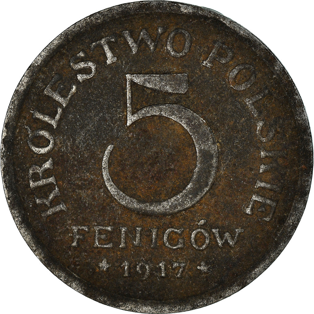 Moneta, Polonia, 5 Fenigow, 1917, Stuttgart, Germany, MB, Ferro, KM:5