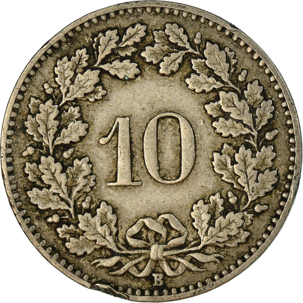 Moneta, Svizzera, 10 Rappen, 1911, Bern, BB, Rame-nichel, KM:27