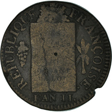 Monnaie, France, Sol aux Balances, 1793, Strasbourg, B+, Bronze, Gadoury:19
