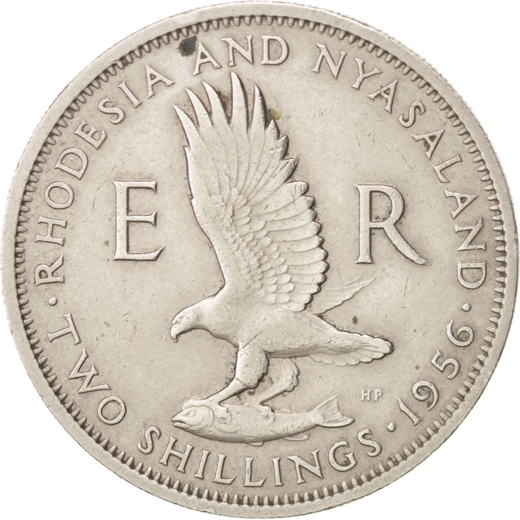 RHODESIA AND NYASALAND, 2 Shillings, 1956, British Royal Mint, KM #6,...