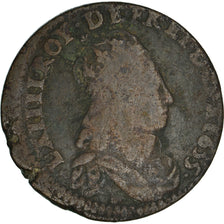 Moeda, França, Louis XIV, Liard de France, 1655, Meung-sur-Loire, F(12-15)