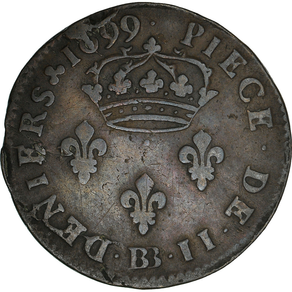 Moeda, França, Louis XIV, Deux deniers de Strasbourg, 2 Deniers, 1699