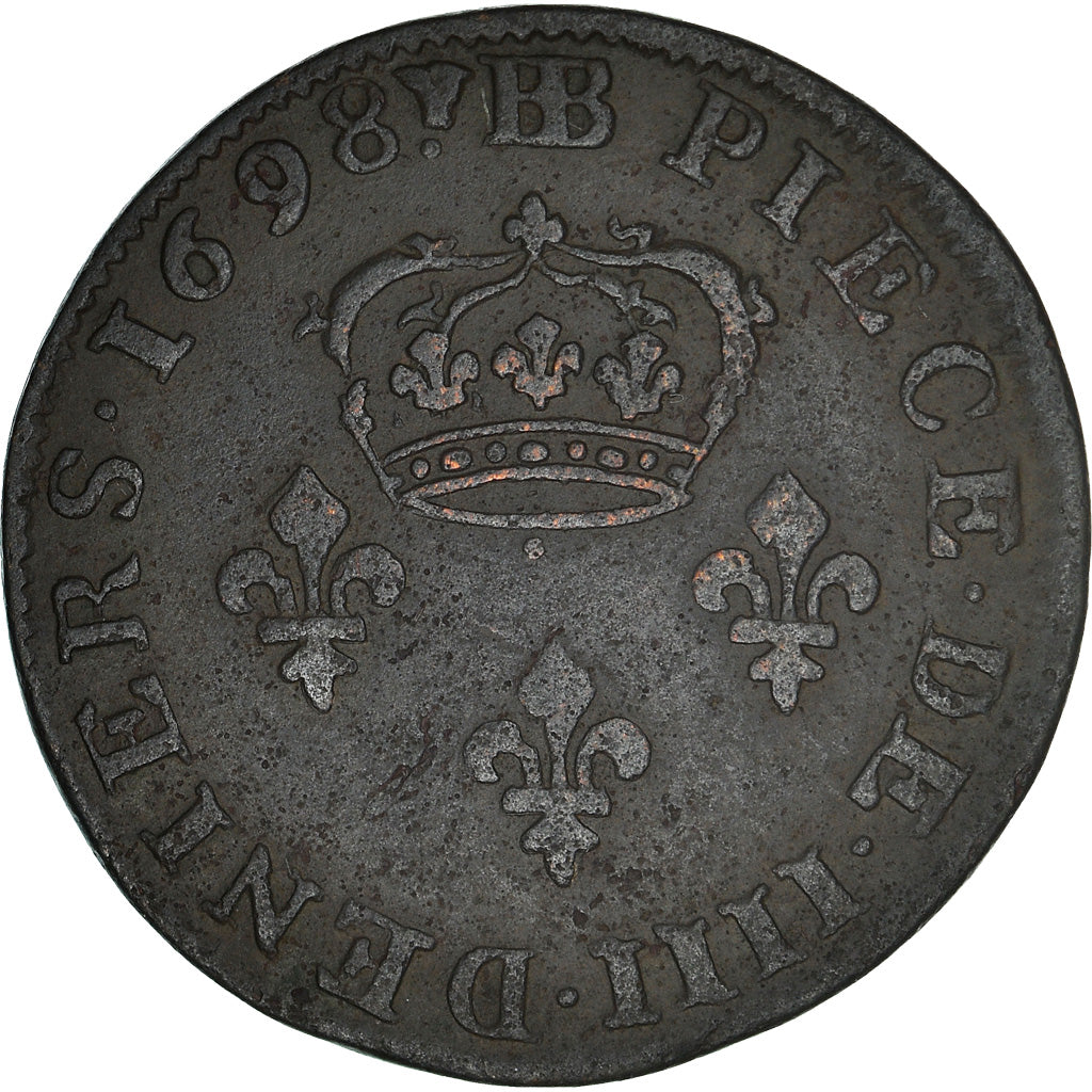 Munten, Frankrijk, Louis XIV, Quatre deniers de Strasbourg, 4 Deniers, 1698