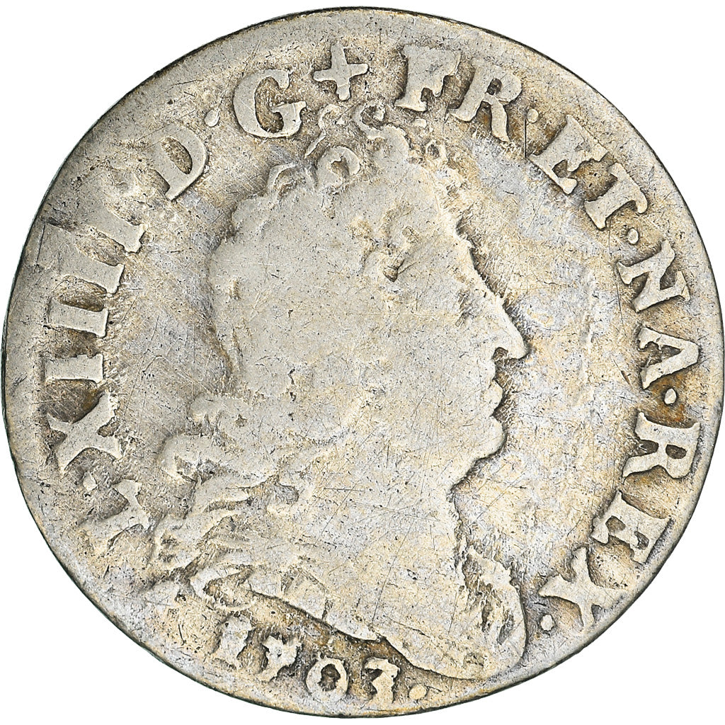 Monnaie, France, Louis XIV, 5 Sols aux insignes, 1703, Strasbourg, TB, Argent