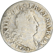 Monnaie, France, Louis XIV, 5 Sols aux insignes, 1703, Strasbourg, TB, Argent
