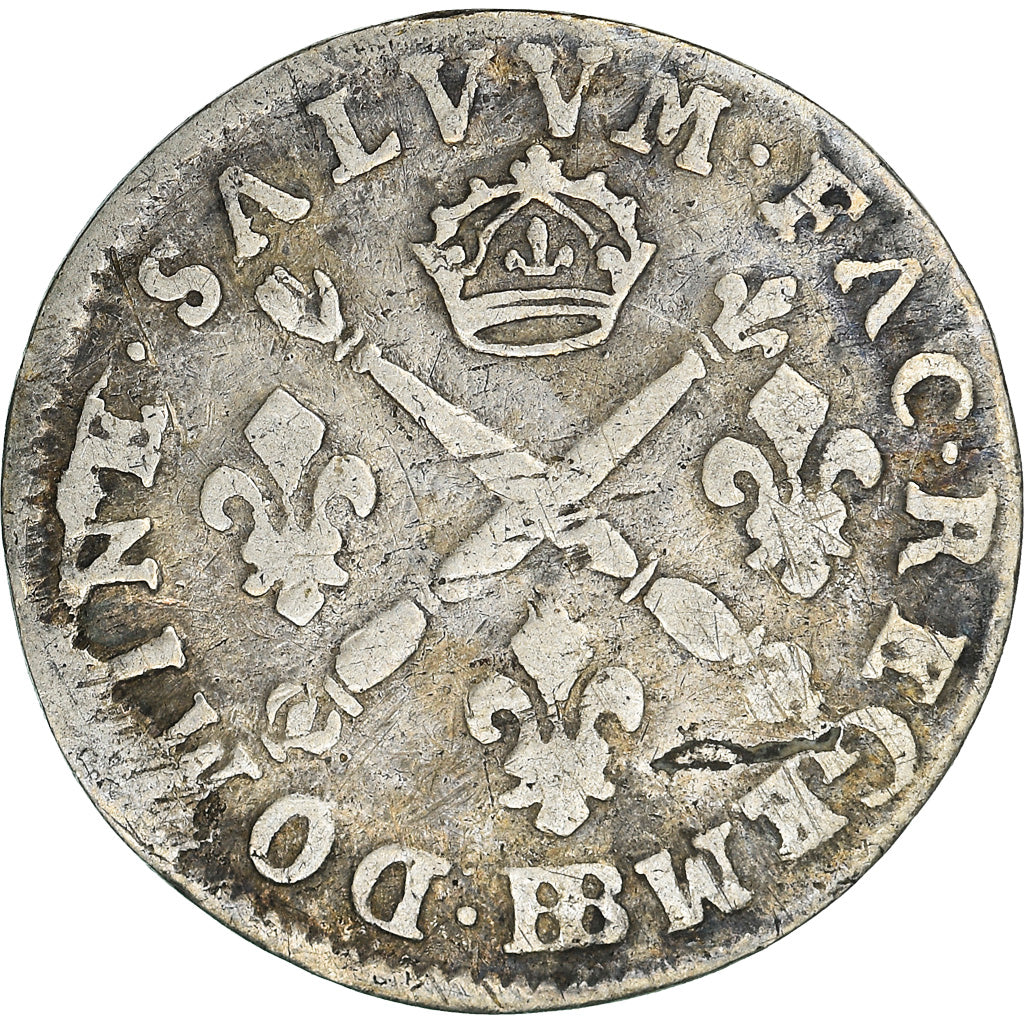 Monnaie, France, Louis XIV, 5 Sols aux insignes, 1703, Strasbourg, TB, Argent