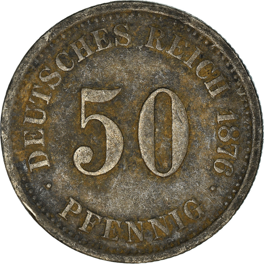 Moneta, GERMANIA - IMPERO, Wilhelm I, 50 Pfennig, 1876, Stuttgart, MB+, Argento