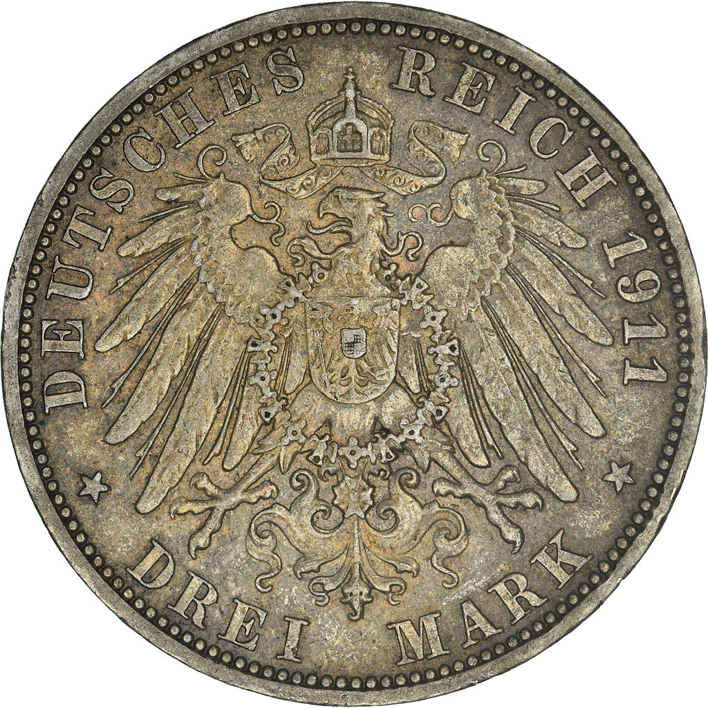 Moneta, Stati tedeschi, PRUSSIA, Wilhelm II, 3 Mark, 1911, Berlin, BB, Argento