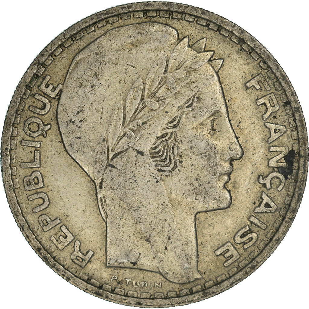 Coin, France, Turin, 10 Francs, 1946, Beaumont - Le Roger, Rameaux longs