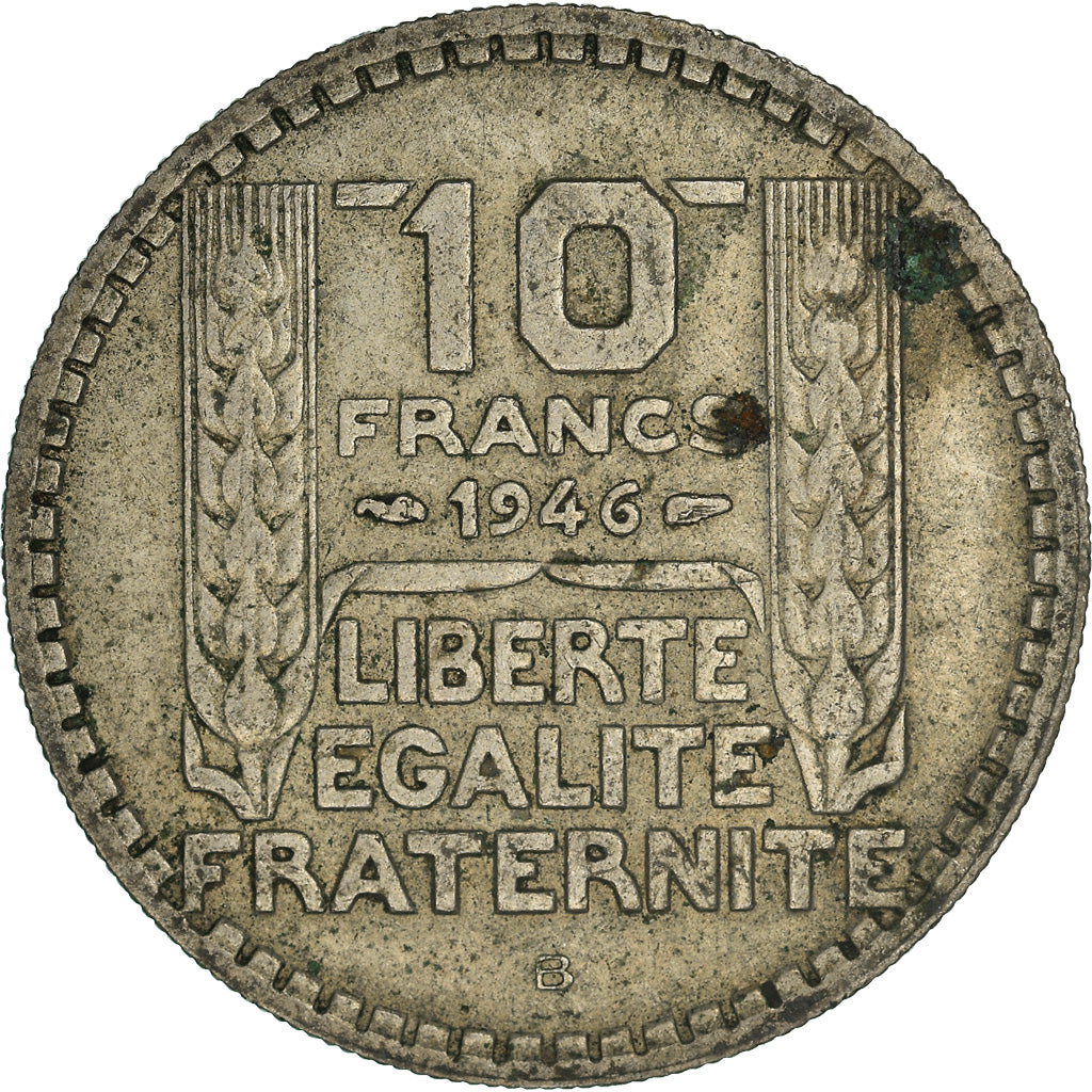 Coin, France, Turin, 10 Francs, 1946, Beaumont - Le Roger, Rameaux longs
