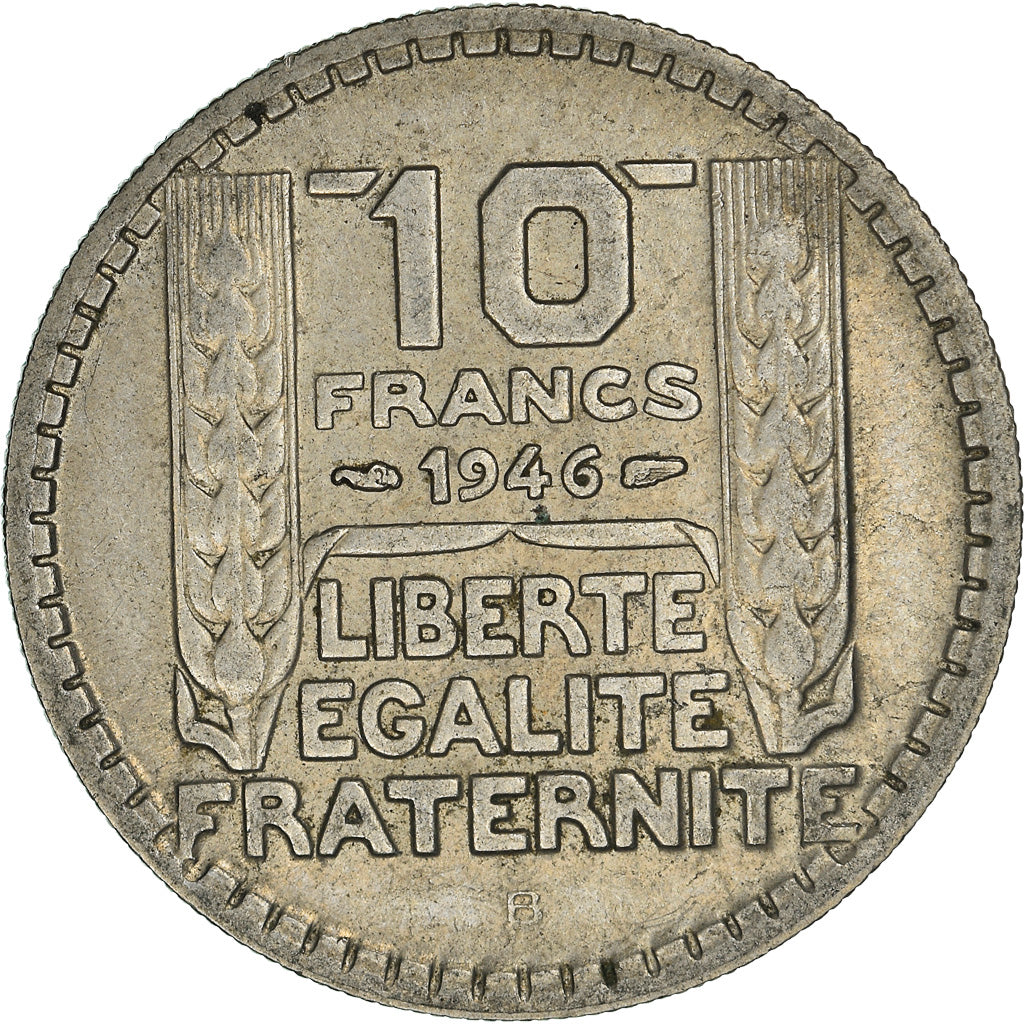 Coin, France, Turin, 10 Francs, 1946, Beaumont - Le Roger, Rameaux longs