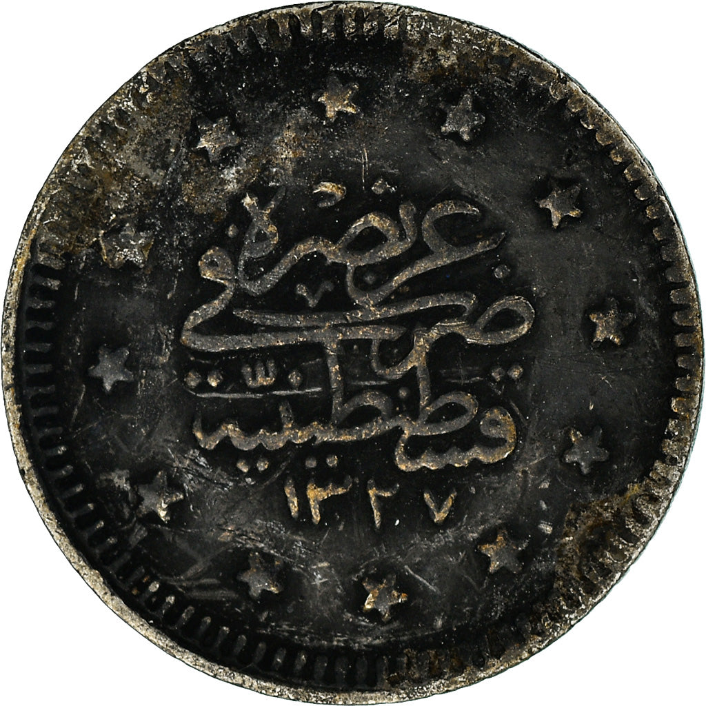 Coin, Turkey, Muhammad V, Kurush, 1910/AH1327, Qustantiniyah, VF(20-25), Silver